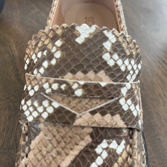 Christie Snake-Embossed Leather Flat Loafer NWT - Picture 2 of 5